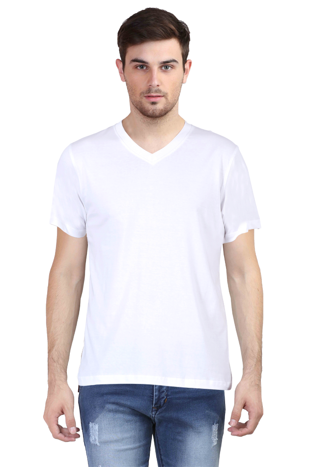 Men's Plain V-neck Half Sleeve T-Shirt