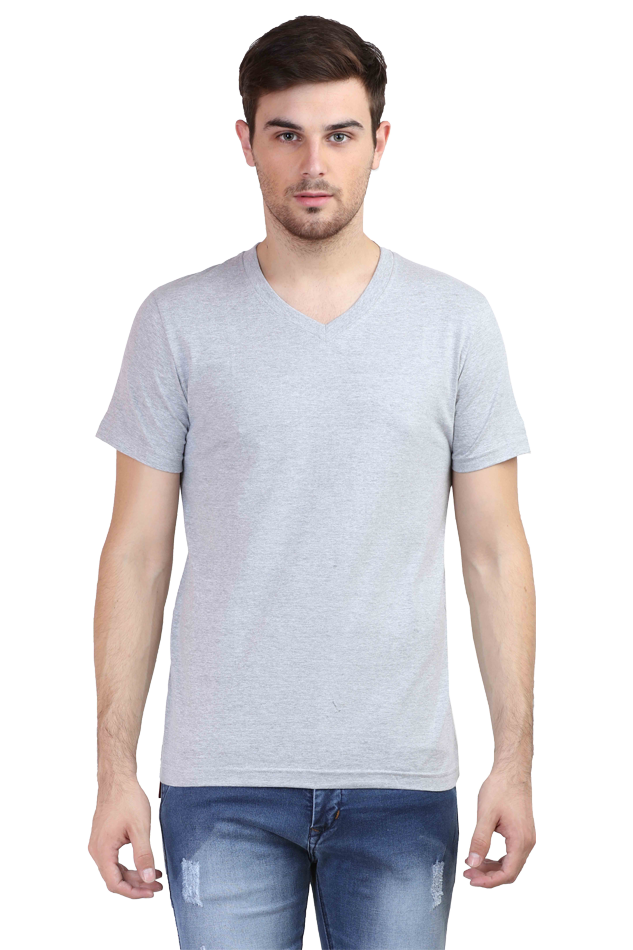 Men's Plain V-neck Half Sleeve T-Shirt